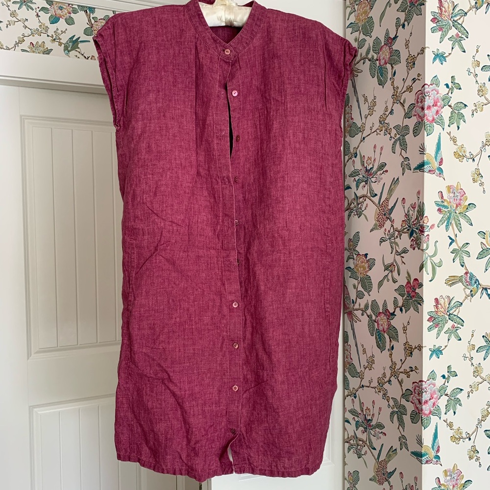 Eileen Fisher pink linen dress.